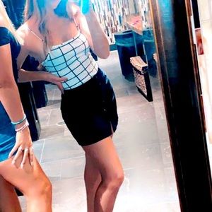 Grid pattern white and black bodysuit